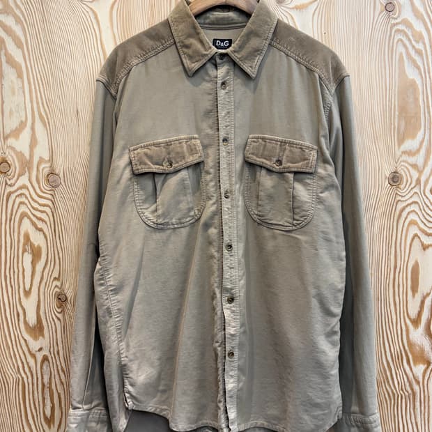 00s 돌체앤가바나 듀얼포켓 코듀로이 패치 셔츠