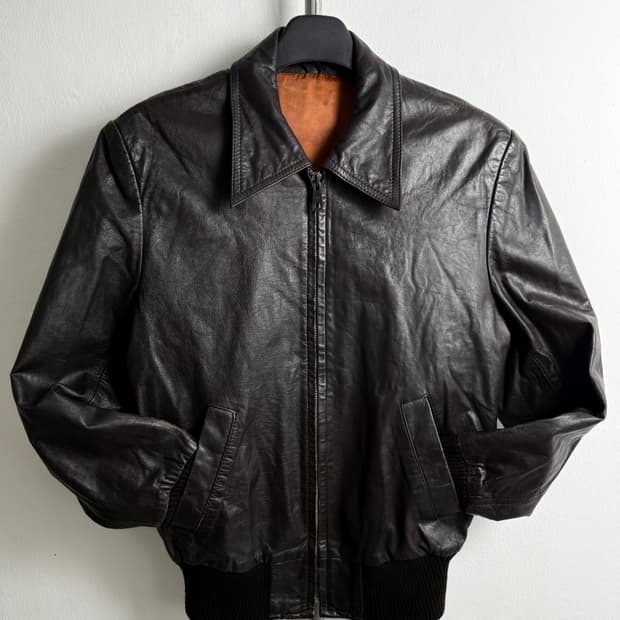 Vintage Genuine Leather Bomber Jacket