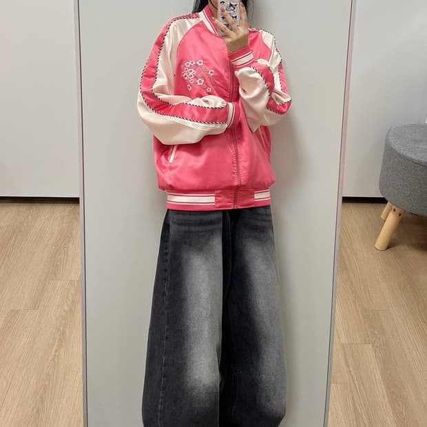언더에어 사쿠라 자수 스카쟌 자켓