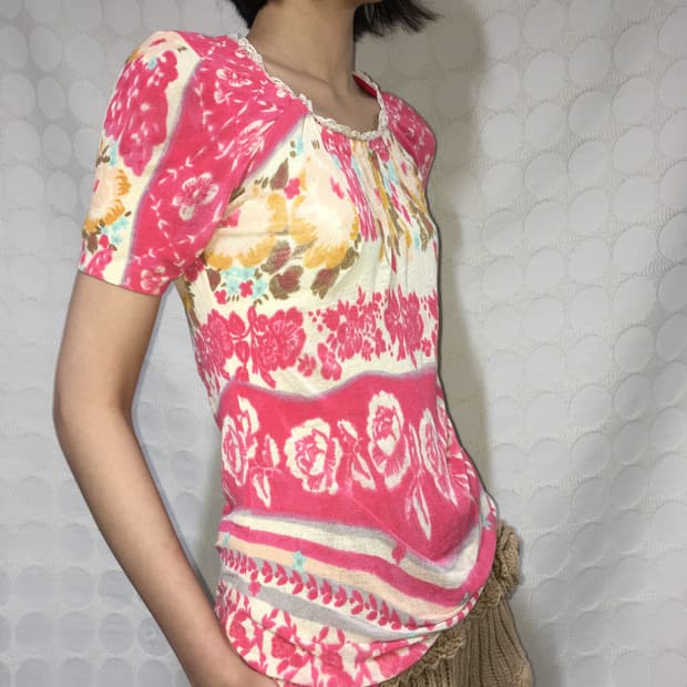 blumarine 레이스 플라워 니트 반팔