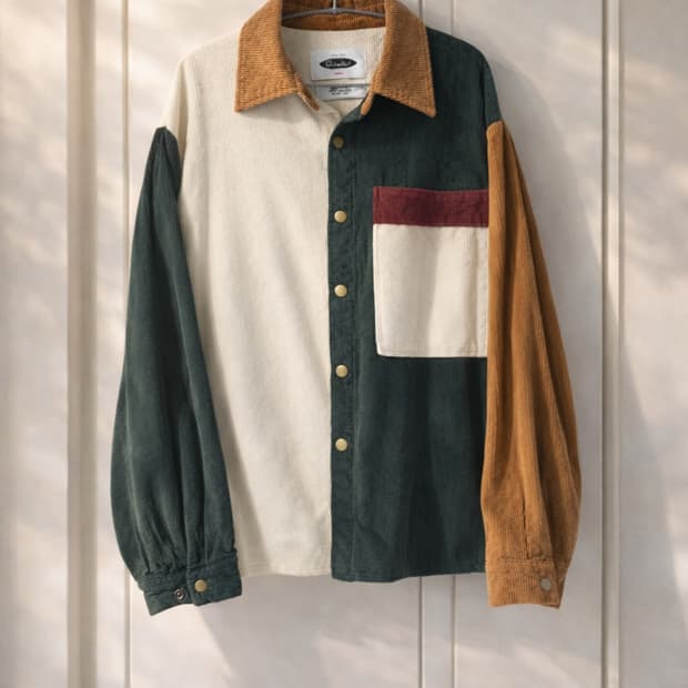 콰이어티스트(QUIETIST) 코듀로이 컬러 블록 셔츠 자켓 (L)
