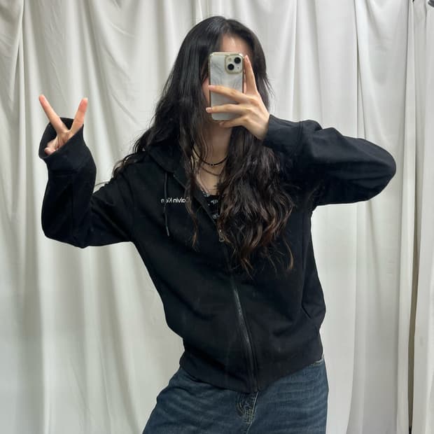 Calvin Klein black hood zip-up