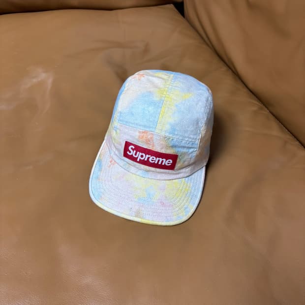 슈프림 캠프캡 모자 박스로고 멀티컬러 다이드