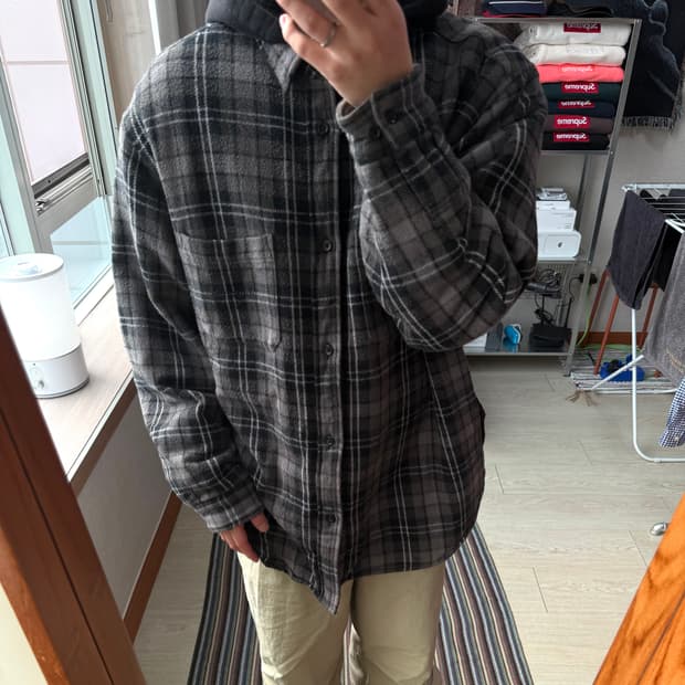 슈프림 타탄 플란넬 후드 셔츠