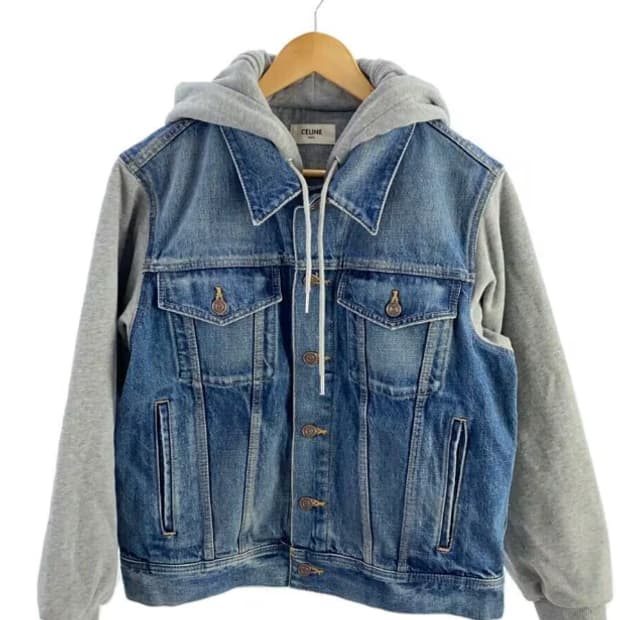 [정품] CELINE 셀린느 후드 데님 트러커 배색 자켓 S

