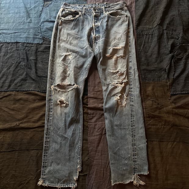 70s Levis 501 66전기 Distressed Denim Pant