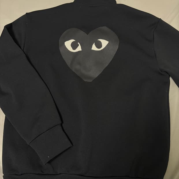 플레이 꼼데가르송 빅 블랙 하트 집업 스웨트셔츠 블랙