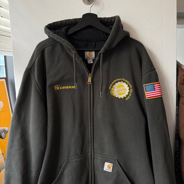 칼하트 레인디펜더 성조기 후드집업 그린  XL-XXL