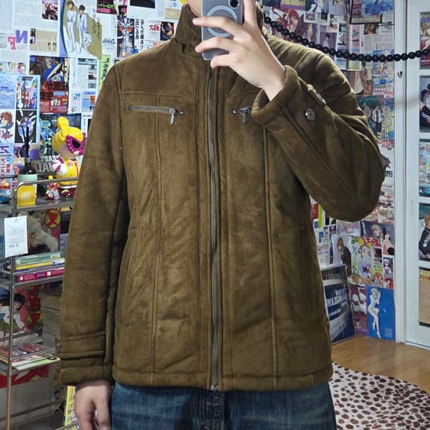 JPN 브라운 퍼 하이넥 무스탕 자켓