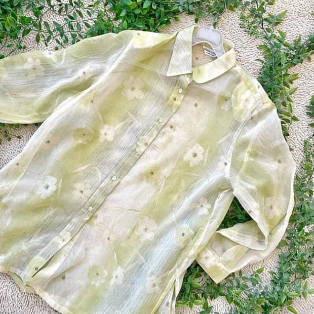 Vintage floral sheer shirt
