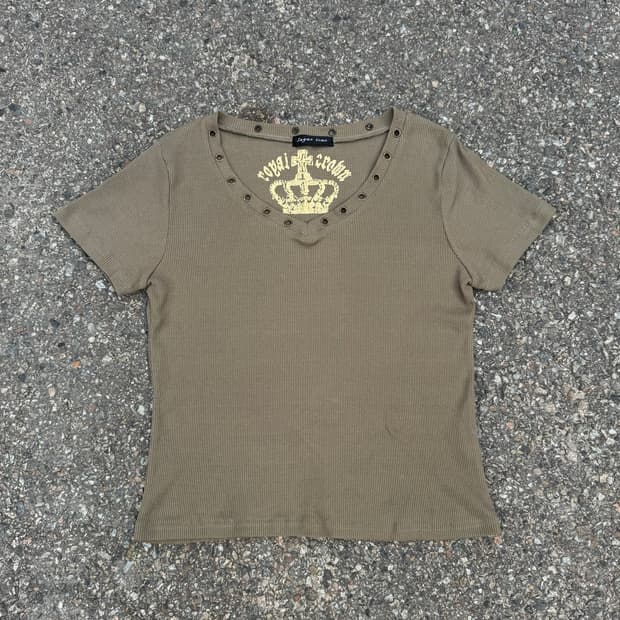 00’s y2k Eyelet V-Neck T-Shirt