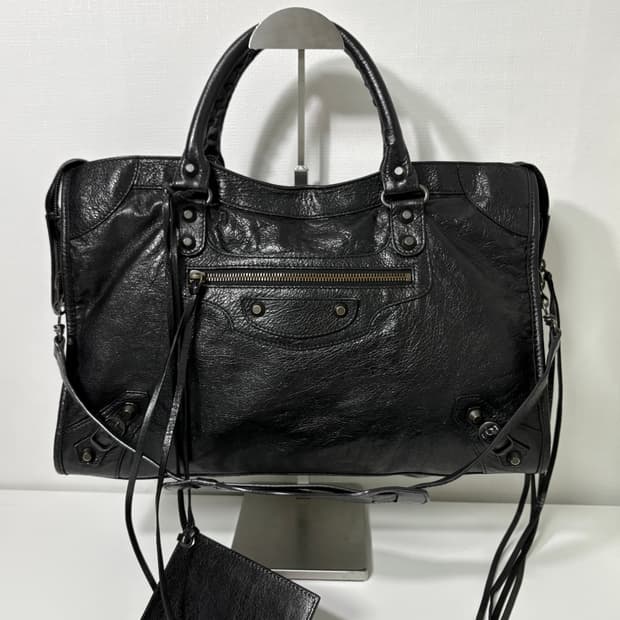 발렌시아가 시티 모터백 블랙 미디움