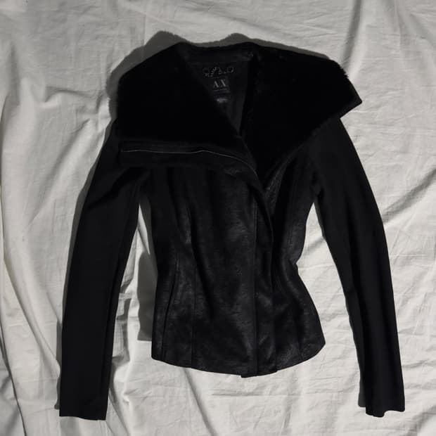 a/x 아르마니 익스체인지 하이넥 드레이프 시어링 자켓