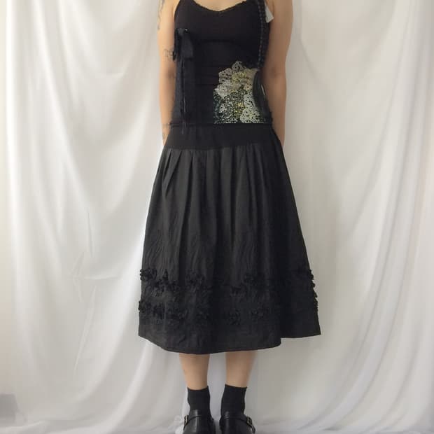 corsage point printing sleeveless