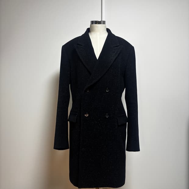 아워레가시 울 블렌드 테일러드 피크드 더블 코트 네이비