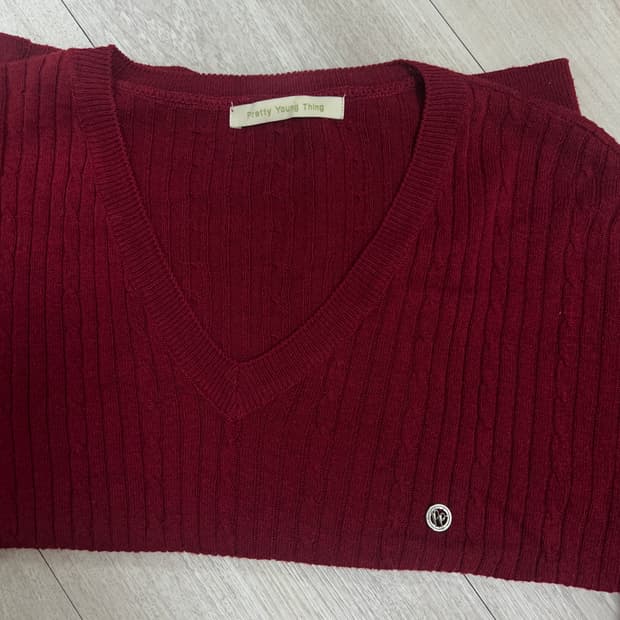 프리티영띵 케이블 루즈핏 니트 버건디