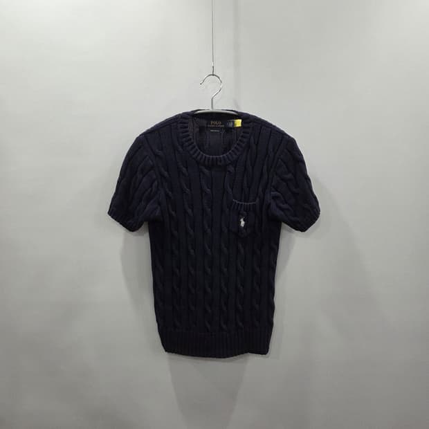 폴로랄프로렌 우먼 케이블 반팔니트 네이비 S
