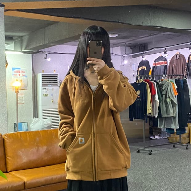 칼하트 된장 브라운 써멀 후드집업 B4998