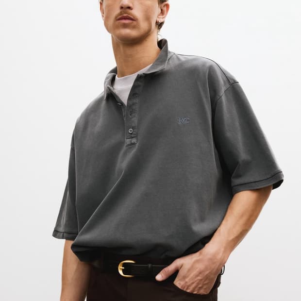 렉토 25SS 오버사이즈 가먼트 코튼 피케 반팔 셔츠 블루이쉬 차콜