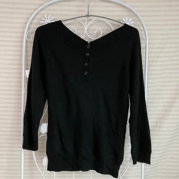 ​빈티지 블랙 버튼 브이넥 니트 y2k 스트릿 갸루 펑키 일본빈티지589
