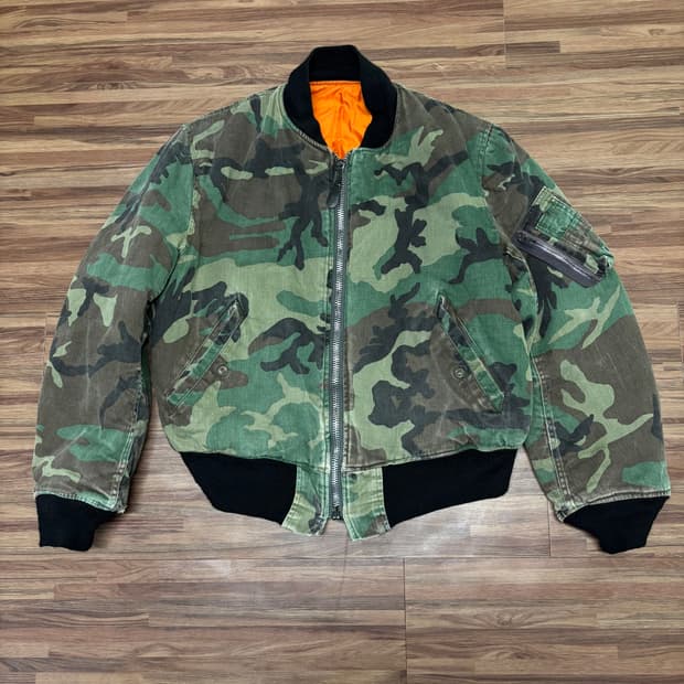 70s 알파 인더스트리 e타입 라프 우드랜드 카모 ma-1 마원 봄버