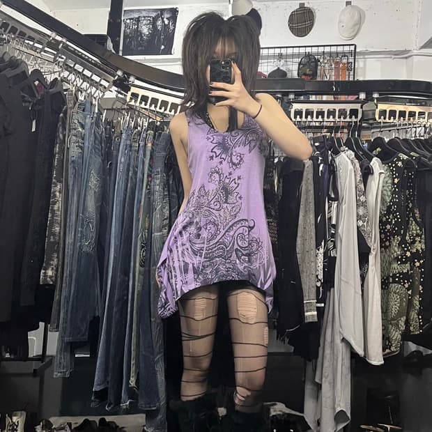 오리엔탈 큐빅 언발 나시 원피스