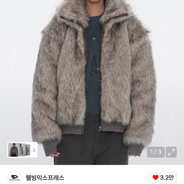 웰빙익스프레스 퍼자켓 그레이 M