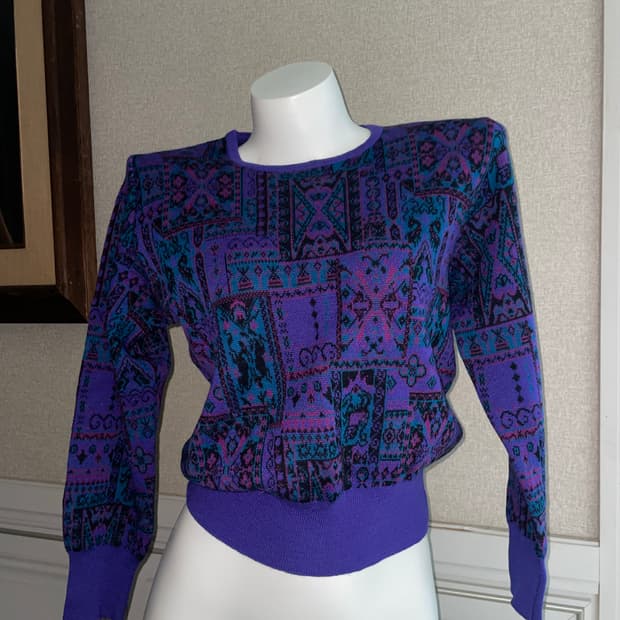 빈티지 패턴 니트 xs-s