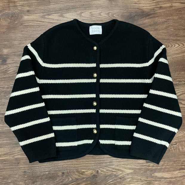 보카바카 세일러 스트라이프 니트 자켓 블랙