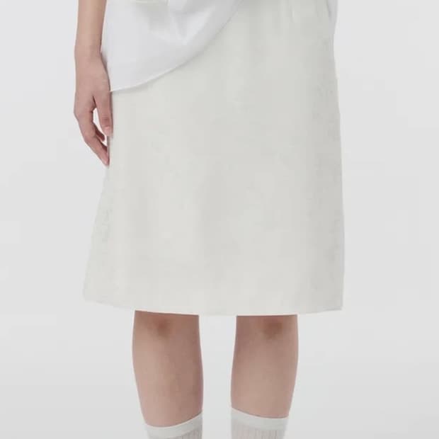 오헤시오 FLOWER JACQUARD MIDI SKIRT, IVORY