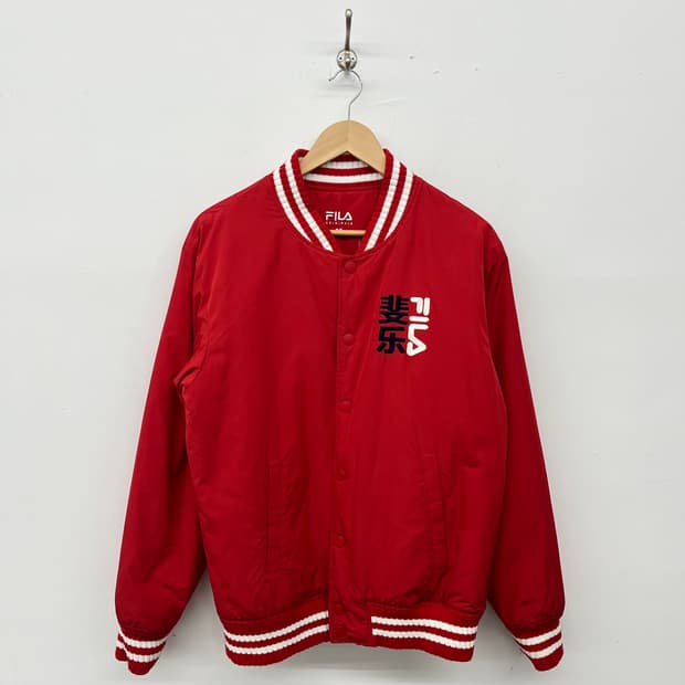 휠라 빨간색 바시티 자켓 공용s