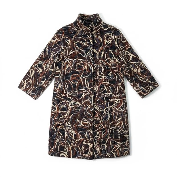 빈티지 패턴 하프 코트