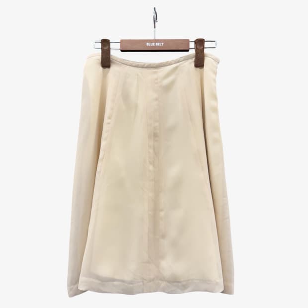 JPN VINTAGE 미디 스커트 플레어 하이웨스트 아이보리
