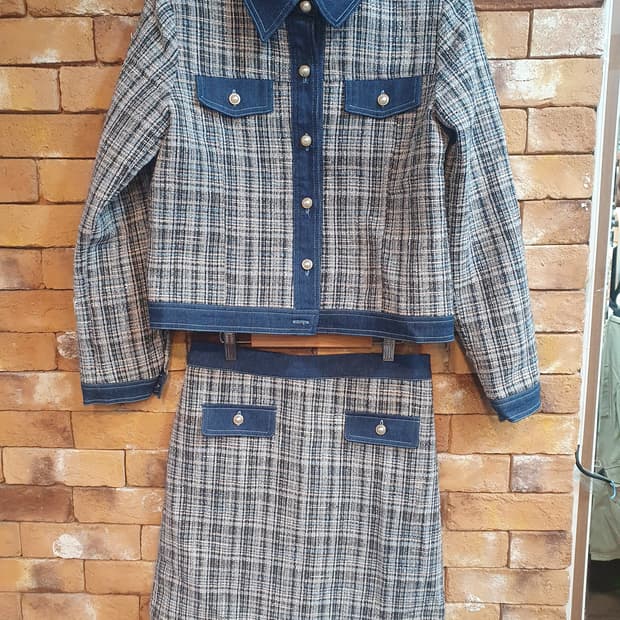 새상품)L'ECCOVE 트위드 데님 투피스 FRE