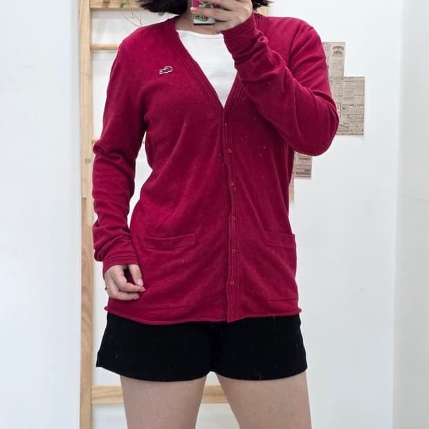 [프립]38(M~L)/라코스테 가디건 레드