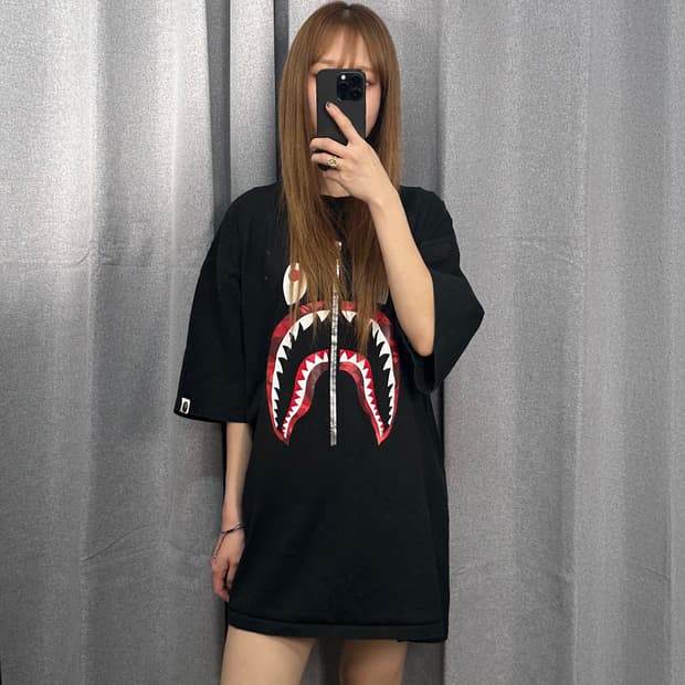 [정품]베이프 샤크 반팔티 블랙 XL