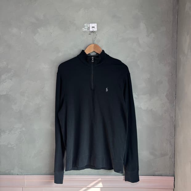 폴로 랄프로렌 코튼 반집업 맨투맨 블랙