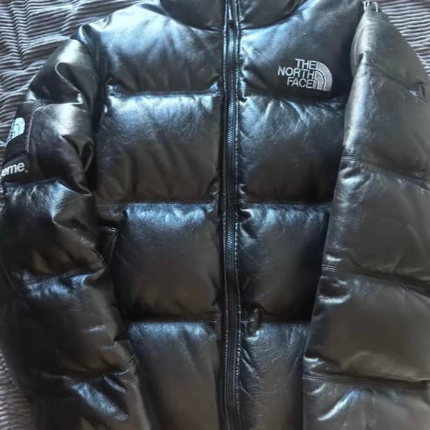 [M] 슈프림 x 노스페이스 레더 눕시 자켓