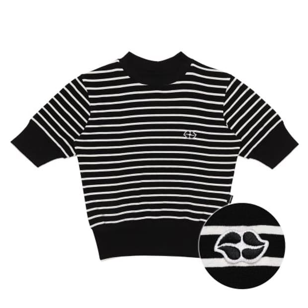 참스 (클레이스) heart lip logo stripe crop t