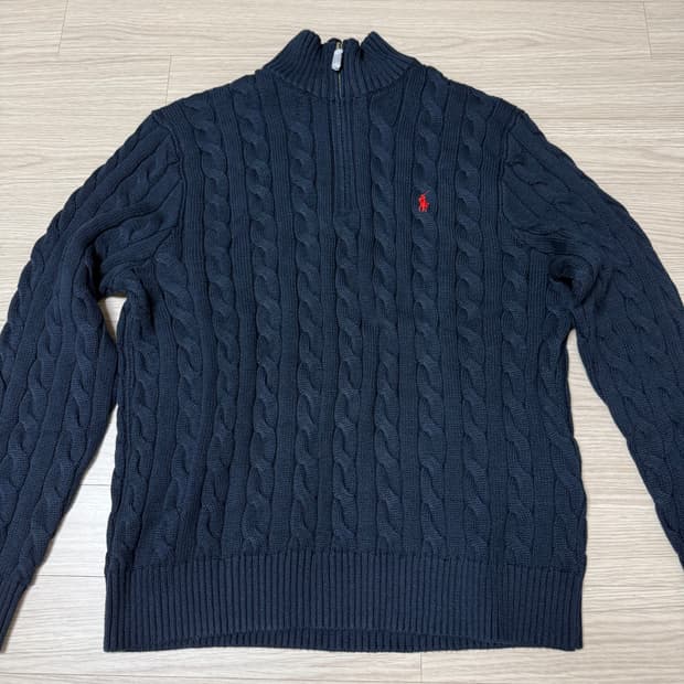 새상품/ 폴로 랄프로렌 네이비 케이블 니트 하프 집업 XL