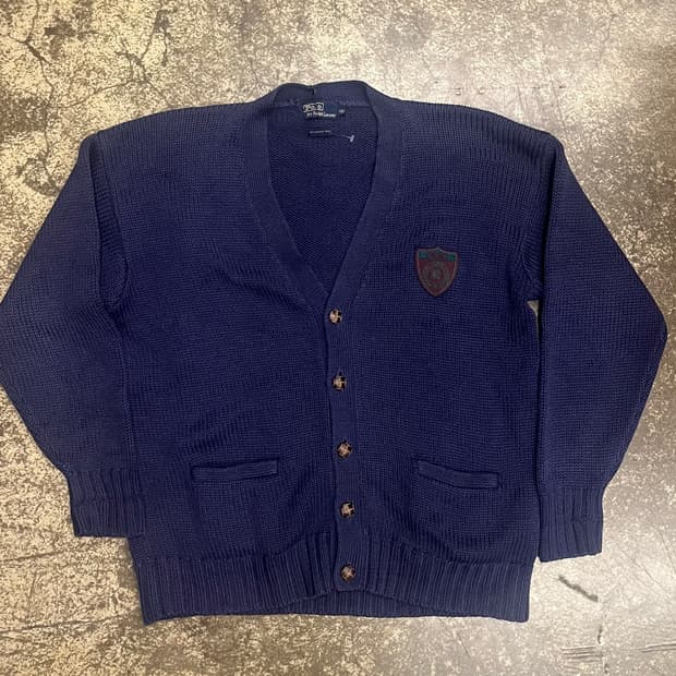 90s 폴로 랄프로렌 방패로고 네이비 니트 가디건