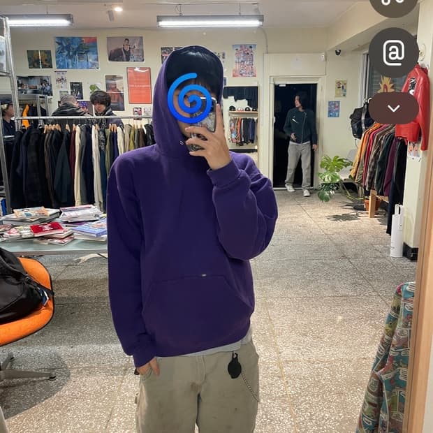 빈티지 러셀 에슬레틱 퍼플 후드티 후디 L