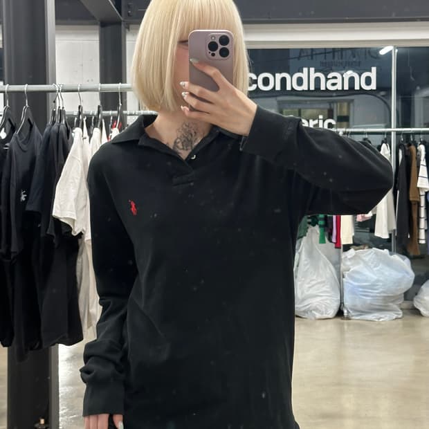 폴로 랄프로렌 블랙 카라 긴팔 티셔츠