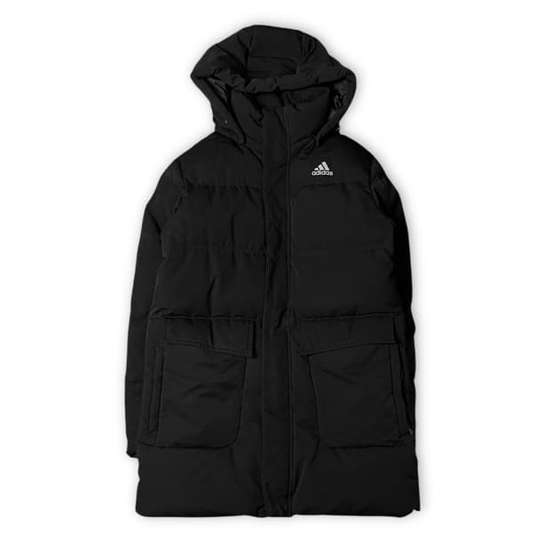 아디다스 블랙 투포켓 다운 패딩 자켓 M