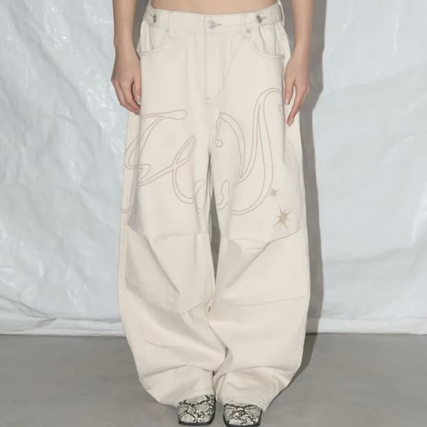 팬시클럽 엔젤 빈티지 워싱 핀턱팬츠 (IVORY)