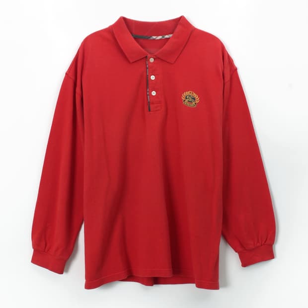 버버리 BURBERRY 90s 빈티지 자수 레드 pk셔츠 카라티셔츠