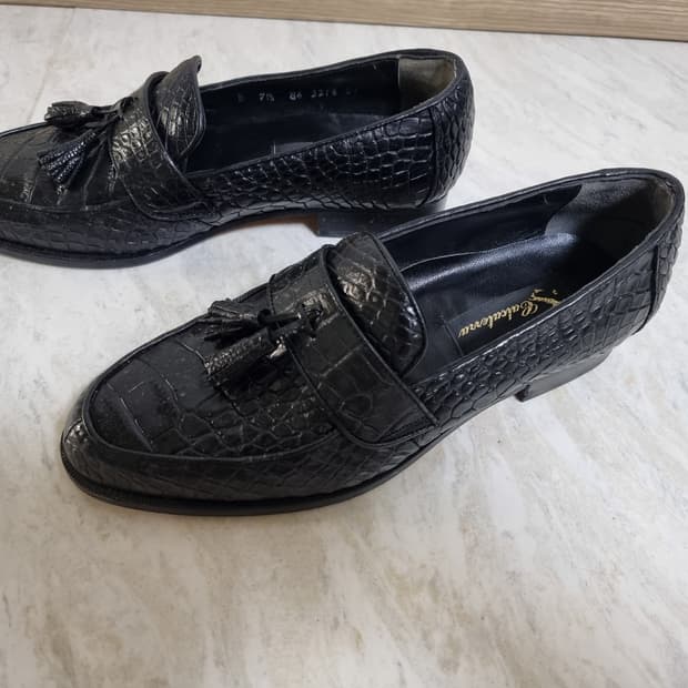 리얼 악어가죽 와니 테슬 블랙로퍼 255-260 블랙