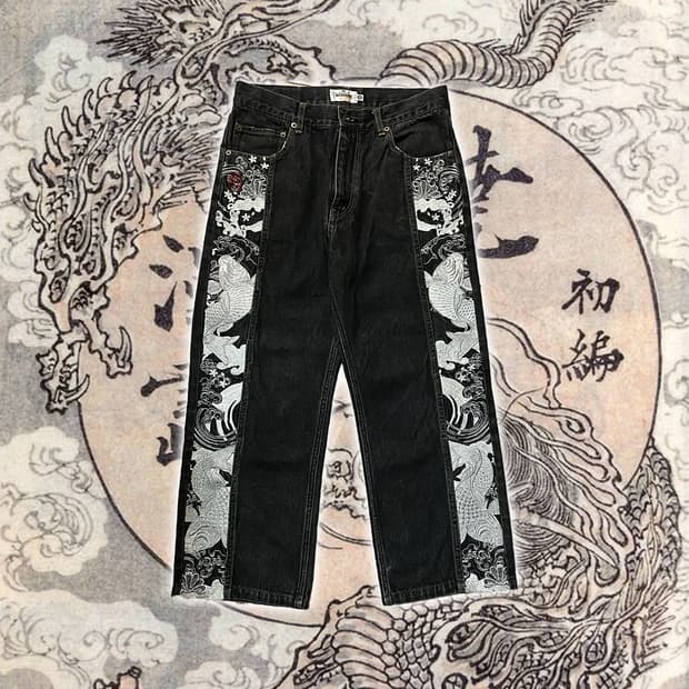 카라쿠리타마시 Side Oriental Black Denim