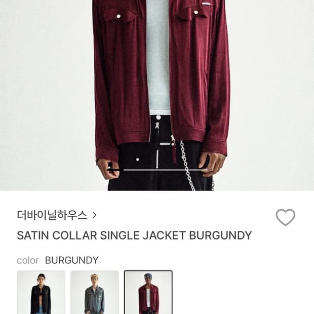더바이닐하우스 SATIN COLLAR SINGLE JACKET 버건디 m