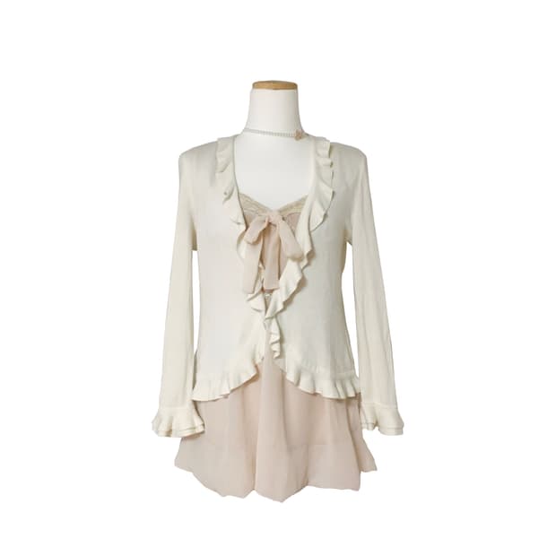 아이보리 프릴 가디건